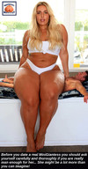 collage panties blonde long_hair barefoot bra butt_crush domination sitting navel amazon looking_at_viewer bench squeezemeflat narration