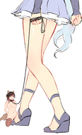 drawing collage nude color drawing_collage shrunken_woman emageht rwby ruby_rose weiss_schnee ndgd