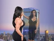 breasts giantess collage city mega buildings brunette skyscraper reflection athletic captain_rand celeste_bonin