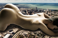 giantess collage city butt ocean buildings brunette lying_down back aerial_view redcoffee1