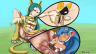 drawing color crossover anal_insertion taokaka shrunken_woman cat_girl darkstalkers imminent_vore blazblue detail ragdoll felicia_(darkstalkers) my_hero_academia melancholicmash