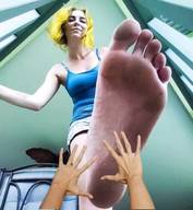 collage blonde barefoot domination hand shorts point_of_view top looking_down_at_victim ryanace