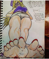 drawing giantess crush feet blonde long_hair toes barefoot soles anime blood foot_crush legs foot_play unaware looking_down looking_at_victim my_hero_academia minoru_mineta mt._lady animegirlfeet look_at_tiny