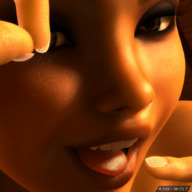 giantess tongue teeth face close_up dark_skin eyes between_fingers imminent_vore digital_render ashkiiwolf safyia
