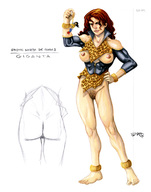 breasts drawing nipples giantess pussy black_hair color long_hair butt handheld barefoot pubic_hair domination giganta red_hair bondage sketch standing costume wonder_woman leopard_print dc_comics tcatt