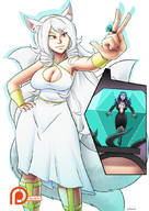 drawing giantess color large_breasts luna cat_girl no_background diamond spokle imprisoned