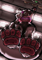 drawing crush micro furry color cleavage blood purple_eyes low_angle gore reaching unaware shrunken_people wolfgirl point_of_view mspaintgts polka_dots