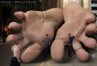 giantess collage clothed toes barefoot street foot_worship onlookers nikemd toe_ring touching up_close