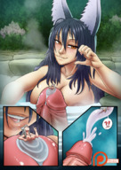 drawing insertion color futanari cum penis hand ears kitsune shrunken_woman spokle cumshot kotoki blast_off hot_springs