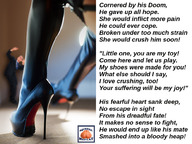 collage high_heels stockings domination scared legs shrunken_man suit dialogue narration squeezeflat