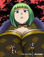 breasts drawing color cleavage green_hair shrunken_woman shrunken_man fairy_tail lucy_heartfilia micromike brandish natsu_dragneel