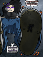 drawing crush black_hair color jeans angry purple_eyes low_angle sandals foot_crush shrunken_man under_foot flip_flops point_of_view mspaintgts