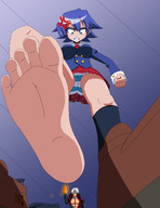 drawing feet color barefoot anime shoes angry running shrunken_man point_of_view striped_panties setsuna adam_blade needless lewdssonk