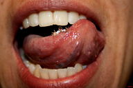 collage vore tongue mouth teeth lips shrunken_man looking_at_viewer up_close iggy62 afraid