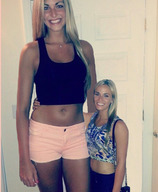 gentle collage blonde long_hair smiling posing mini_giantess shorts women top looking_at_viewer bare_midriff cursedjudas