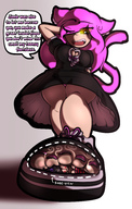 drawing panties feet upskirt color barefoot yellow_eyes in_shoe pink_hair dress shrunken_woman entrapment cat_girl smelly lucy black_dress mspaintgts lucy_ferryn_dyalvol