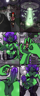 nipples blushing masturbation alien futanari penis handheld purple_hair topless purple_eyes low_angle running ufo undressing green_skin mspaintgts abduction
