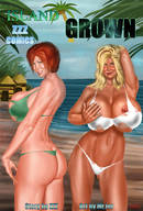 bikini drawing blonde color long_hair butt cleavage huge_breasts breast_expansion red_hair women standing ripped_clothing zzzcomics