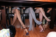 collage feet barefoot domination foot_worship kneeling nylons shrunken_man naked_man women leash submissive purse msku