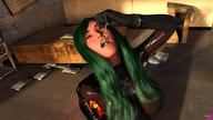 vore alien green_hair shrunken_people open_mouth dropped digital_render vexille