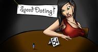 drawing color clothed cleavage table shrunken_man looking_down date mini_skirt peterparkerlawl
