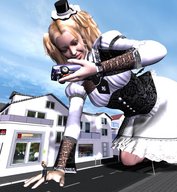 blonde handheld streets gothic_giantess kevinklc digital_render