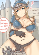 drawing giantess panties blonde color blue_eyes fantasy castle story knights thong uru valkyrie pointed_ears translated_text