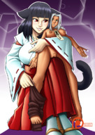 drawing nude color shrunken_woman cat_girl dark_skin undressing shrine_maiden spokle hypnotized