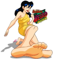 drawing giantess black_hair color toes barefoot soles no_background veronica archie scamwich archies_weird_mysteries veronica_lodge