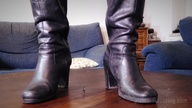 collage clothed boots shrunken_man standing size_comparison sofa coffee_table up_close loryelle
