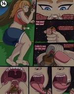 breasts drawing giantess comic color tongue butt clothed unaware shrunken_man imminent_vore wagon weskripsy