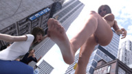 breasts nipples giantess nude pussy city blonde long_hair barefoot buildings domination foot_crush looking_down onlookers shaven lfcfan adeline rfd_comics