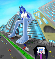 drawing crush nude furry horns city mega color anime shrunken_men blue_skin visit_to_the_city_by_shabutaro