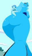 drawing giantess nude color large_breasts butt looking_down large_butt thighs voluptuous point_of_view steven_universe blue_diamond blue_pearl