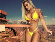bikini breasts giantess collage hips blonde long_hair muscles belly athletic tattoo grand_canyon redcoffee1 leticia_alonso