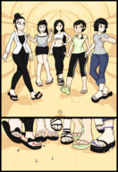 drawing giantess feet black_hair color toes sandals giantesses flip_flops jj-psychotic ikkel