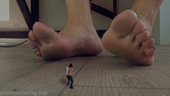 collage clothed barefoot shrunken_man pedicure up_close afraid loryelle