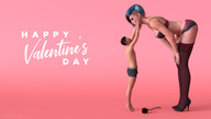 gentle panties barefoot bra high_heels blue_hair stockings lingerie kissing rose bending_over shaven valentines caddy caddyisraddy becks