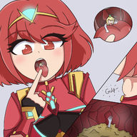 drawing vore color red_hair shrunken_woman internal_view xenoblade xenoblade_chronicles_2 pyra mythra