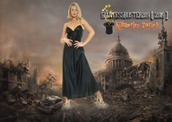 giantess collage blonde destruction buildings dress fire smoke looking_at_viewer giantessbuster209 kimberley_davies
