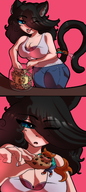 drawing gentle black_hair color blue_eyes cleavage shrunken_woman cat_girl lulu june cookies top mspaintgts