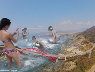 bikini giantess collage mega bridge ocean asian giantesses giantessiscool kyojingirls