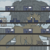 drawing growth giantess city buildings office walking windows geoligar black