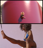 bikini micro cleavage domination sitting shrunken_man close_up pedicure toenail manicure digital_render mobiusone