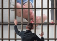 collage clothed barefoot jeans domination shrunken_man suit caged pedicure toe_ring point_of_view bars up_close msku