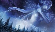 drawing giantess blonde color long_hair cleavage snow forest winter stars annasteinbauer