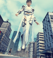 giantess city mega destruction cleavage brunette multiple_sizes looking_down giantesses vehicles digital_render innocent-owl