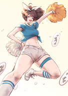 drawing micro clothed brunette sweat ponytail cheerleader unaware no_background cheering ourhandsh