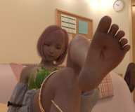 barefoot pink_hair shrunken_woman stuck_to_foot digital_render sayju