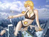 breasts drawing giantess city mega color destruction cleavage anime military tank omc lingerie airplane